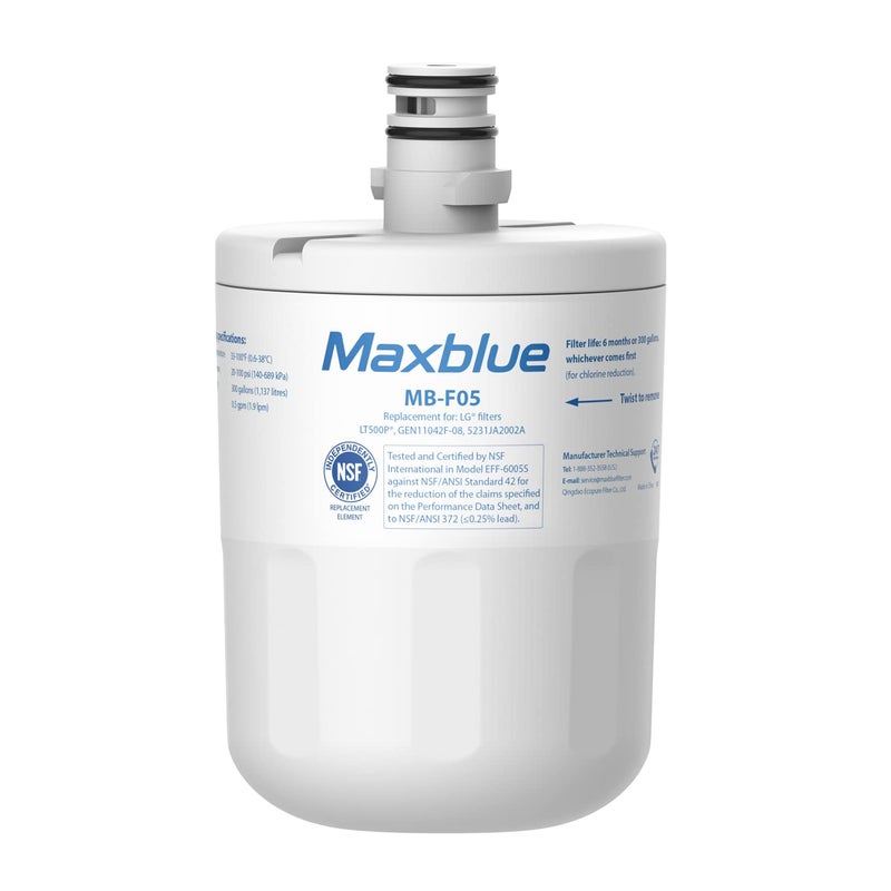 Maxblue 5231JA2002A Refrigerator Water Filter, Replacement for LGÂ® LT500PÂ®, ADQ72910911, GEN11042FR-08, LFX25974ST, ADQ72910901, ADQ72910907, Kenmore 9890, 46-9890, 469890 - Image 1